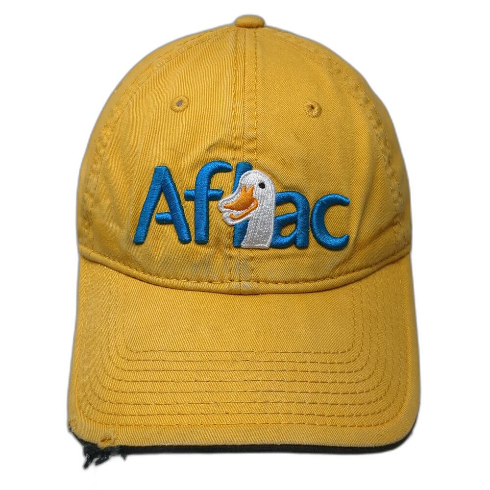 The Game Baseball Cap Yellow One Size Aflac Duck Distressed Mascot Cotton hat